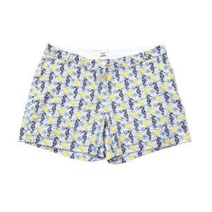 Crown & Ivy Shorts Curvy Women 22W Blue Yellow Seahorses Shells Cotton